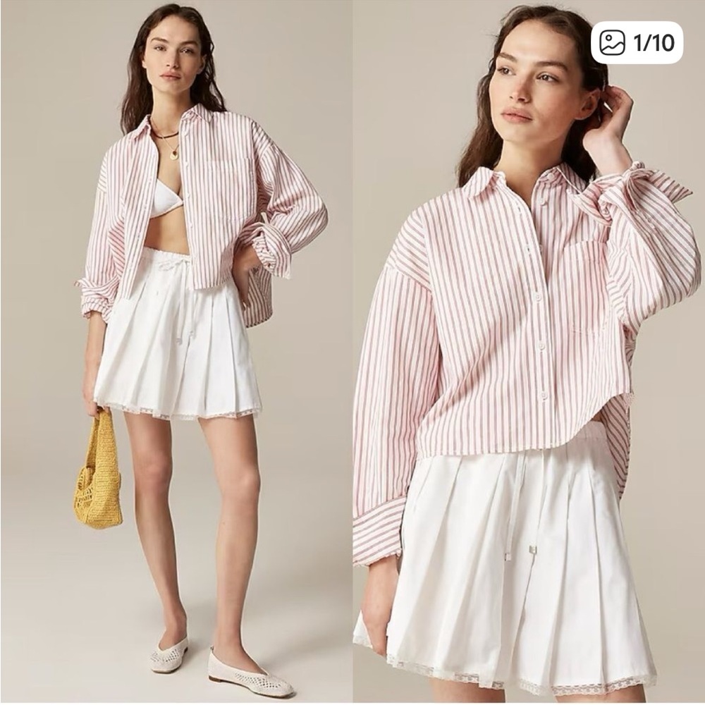 NWT! J. Crew Étienne cropped button-up shirt in red stripe